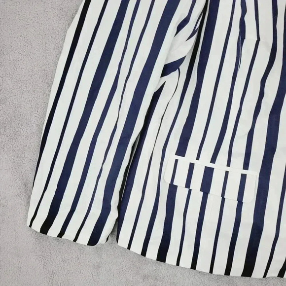 Lane Bryant Womens Striped Blazer Jacket Size 24 White & Navy Cotton Blend 7CT - Picture 5 of 7